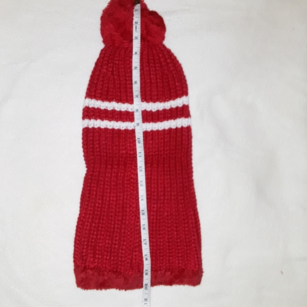Fleece Lined Red Balaclava Knit Ski Mask Beanie - Picture 8 of 8